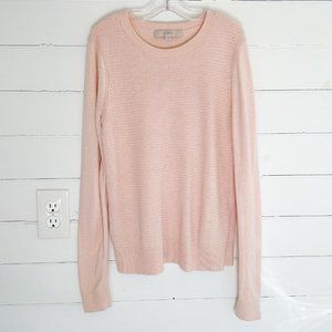 Loft Light Pink Stitchy Crew Neck Sweater